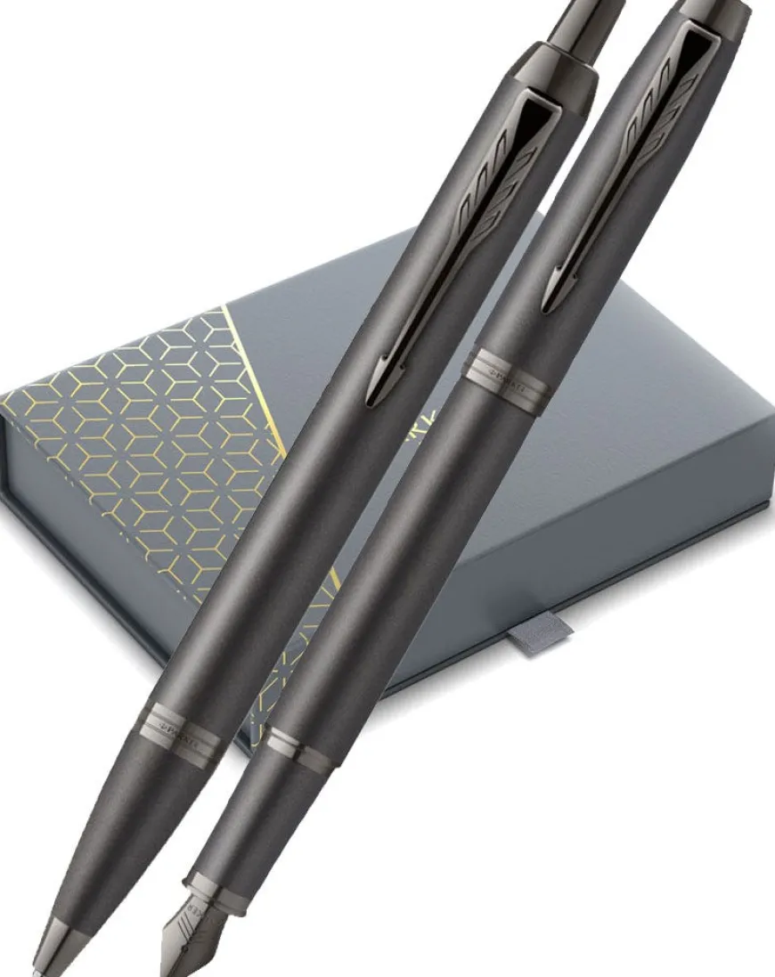 Parker IM Monochrome Titanium Ballpoint & Fountain Pen Gift Set