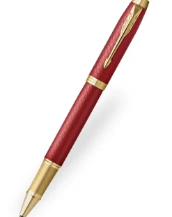 Parker IM Premium Red Gold Trim Rollerball Pen