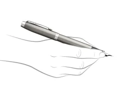 Parker IM Stainless Steel Chrome Trim Fountain, Ballpoint & Pen Pouch Gift Set