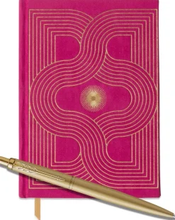 Parker Jotter Monochrome Gold Ballpoint Pen & DesignWorks Ink Radiant Fuchsia Journal Gift Set