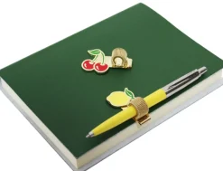 Parker Jotter Original Yellow Ballpoint Pen, Sorrento Medium Leather Journal & Set of 2 Pen Clips
