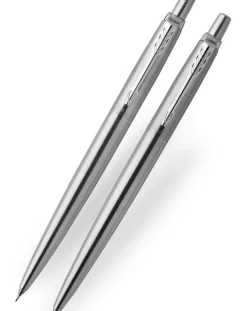 Parker Jotter Stainless Steel Chrome Trim Ballpoint Pen & Mechanical Pencil 0.5mm Set