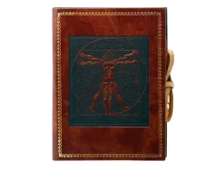 Parker Jotter Steel Gold Trim Ballpoint Pen & Leonardo Da Vinci Leather Journal