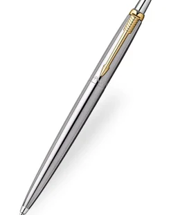 Parker Jotter Steel Gold Trim Ballpoint Pen & Leonardo Da Vinci Leather Journal