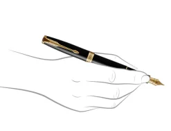 Parker Sonnet Black Gold Trim Ballpoint & Fountain Pen Premium Gift Set