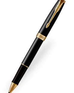 Parker Sonnet Black Gold Trim Rollerball Pen