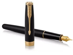 Parker Sonnet Matte Black Gold Trim Fountain & Ballpoint Pen Set