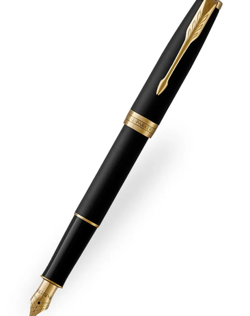Parker Sonnet Matte Black Gold Trim Fountain Pen