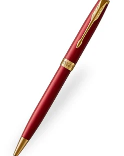 Parker Sonnet Red Gold Trim Ballpoint Pen