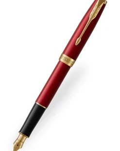 Parker Sonnet Red Gold Trim Fountain Pen