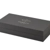 Parker Sonnet Red Gold Trim Fountain, Ballpoint and Black Leather Pen Case Set