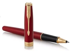 Parker Sonnet Red Gold Trim Rollerball Pen
