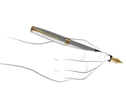 Parker Sonnet Stainless Steel Gold Trim Fountain Pen