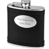 Personalised Artamis Black Leather 6oz Hip Flask