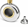 Personalised Artamis Round Parthole Hip Flask with Funnel