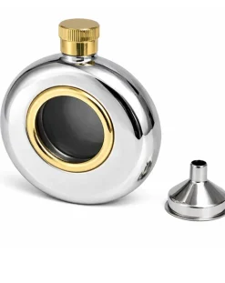 Personalised Artamis Round Parthole Hip Flask with Funnel