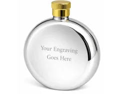 Personalised Artamis Round Parthole Hip Flask with Funnel