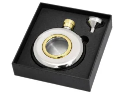 Personalised Artamis Round Parthole Hip Flask with Funnel