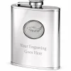 Personalised Artamis Stainless Steel 6oz Hip Flask with Fish Emblem