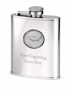 Personalised Artamis Stainless Steel 6oz Hip Flask with Fish Emblem