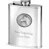 Personalised Artamis Stainless Steel 6oz Hip Flask with Horse Emblem