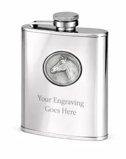 Personalised Artamis Stainless Steel 6oz Hip Flask with Horse Emblem