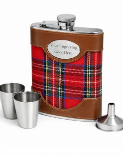 Personalised Artamis Tartan 8oz Hip Flask with Funnel & Cups