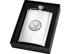 Personalized Artamis Stainless Steel 6oz Hip Flask with Pheasant Emblem