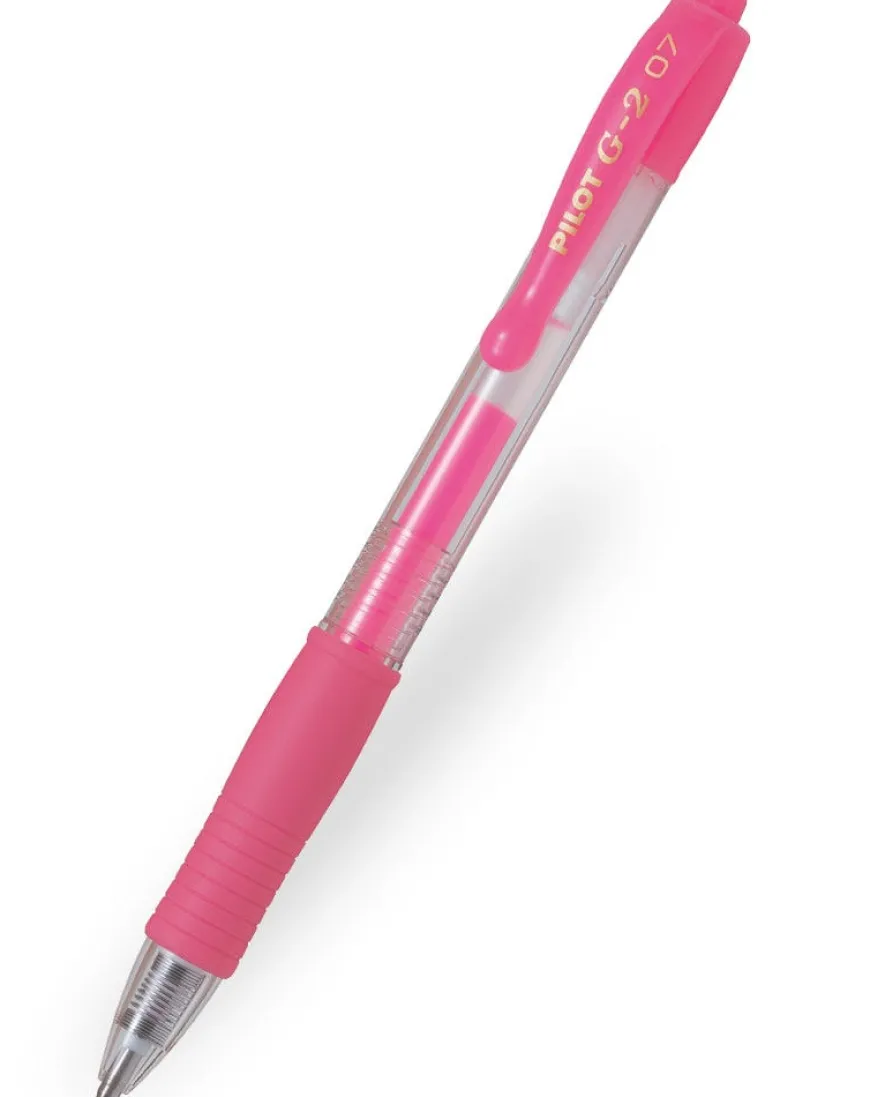 Pilot G-2 07 Neon Gel Ink Ballpoint Pen - Neon Pink