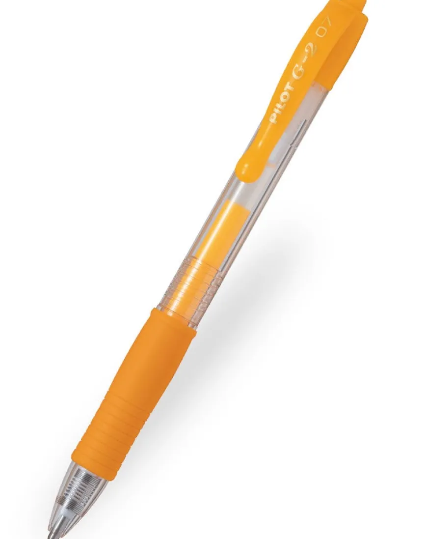 Pilot G-2 07 Neon Gel Ink Ballpoint Pen - Neon Apricot Orange