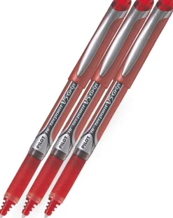 Pilot V5 Grip Hi-Tecpoint Rollerball Pen - Red - 3 Pack