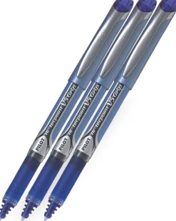 Pilot V5 Grip Hi-Tecpoint Rollerball Pen - Blue - 3 Pack