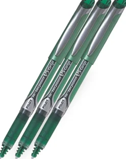 Pilot V5 Grip Hi-Tecpoint Rollerball Pen - Green - 3 Pack