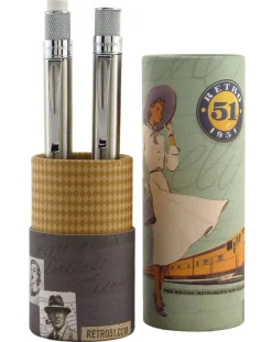 Retro 51 Tornado Stainless Steel Rollerball Pen & Mechanical Pencil Set