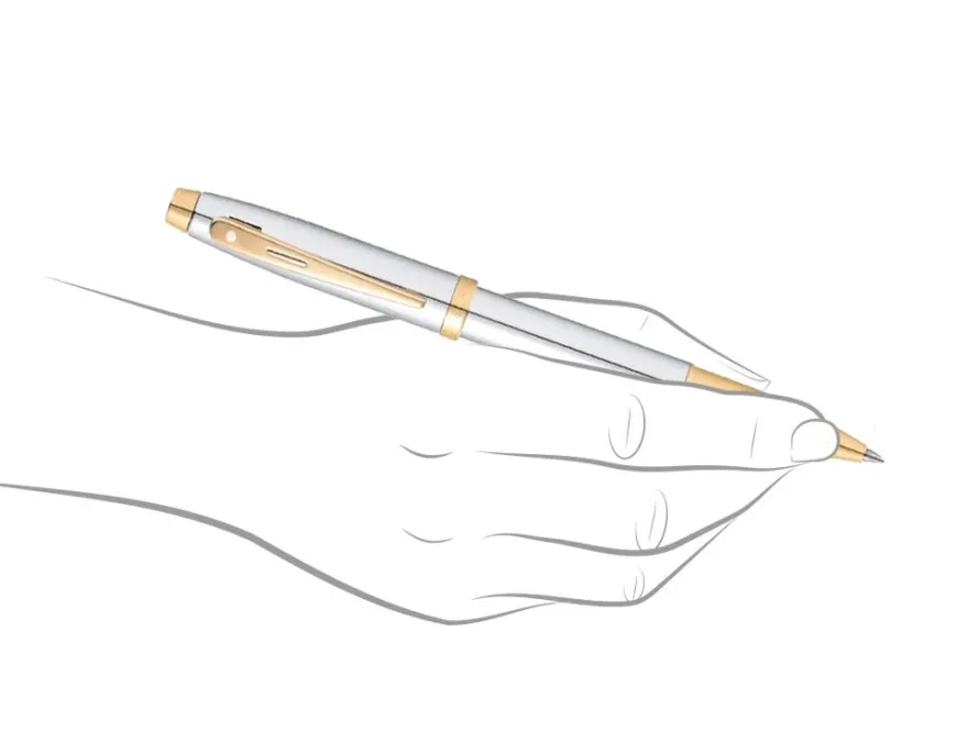 Sheaffer 100 Bright Chrome Gold Trim Rollerball Pen
