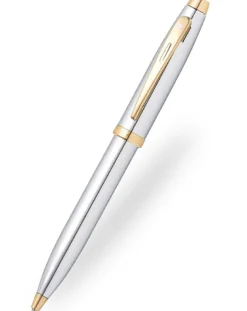 Sheaffer 100 Bright Chrome Gold Trim Ballpoint Pen