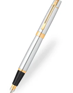 Sheaffer 300 Bright Chrome Gold Trim Fountain Pen