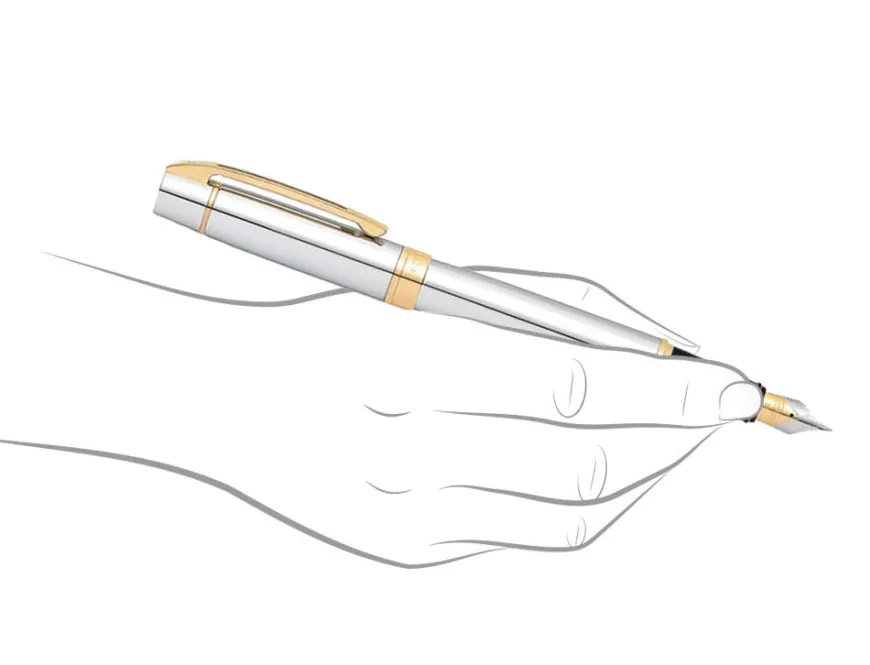 Sheaffer 300 Bright Chrome Gold Trim Fountain Pen