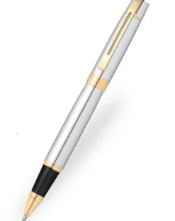 Sheaffer 300 Bright Chrome Gold Trim Rollerball Pen