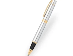Sheaffer 300 Bright Chrome Gold Trim Rollerball Pen