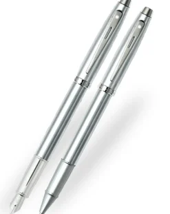 Sheaffer 100 Brushed Chrome Rollerball & Fountain Pen Gift Set