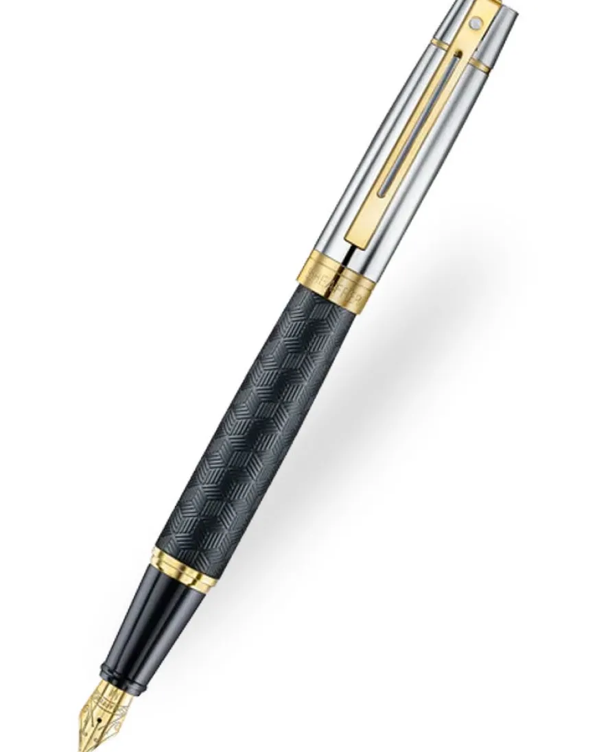 Sheaffer 300 Engraved Black Barrel with Chrome Cap & Gold Trims Fountain Pen