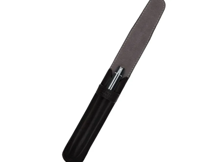 Sheaffer 300 Gloss Black Chrome Trim Ballpoint Pen & Single Leather Pouch Gift Set