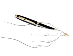 Sheaffer 100 Gloss Black Gold Trim Fountain Pen