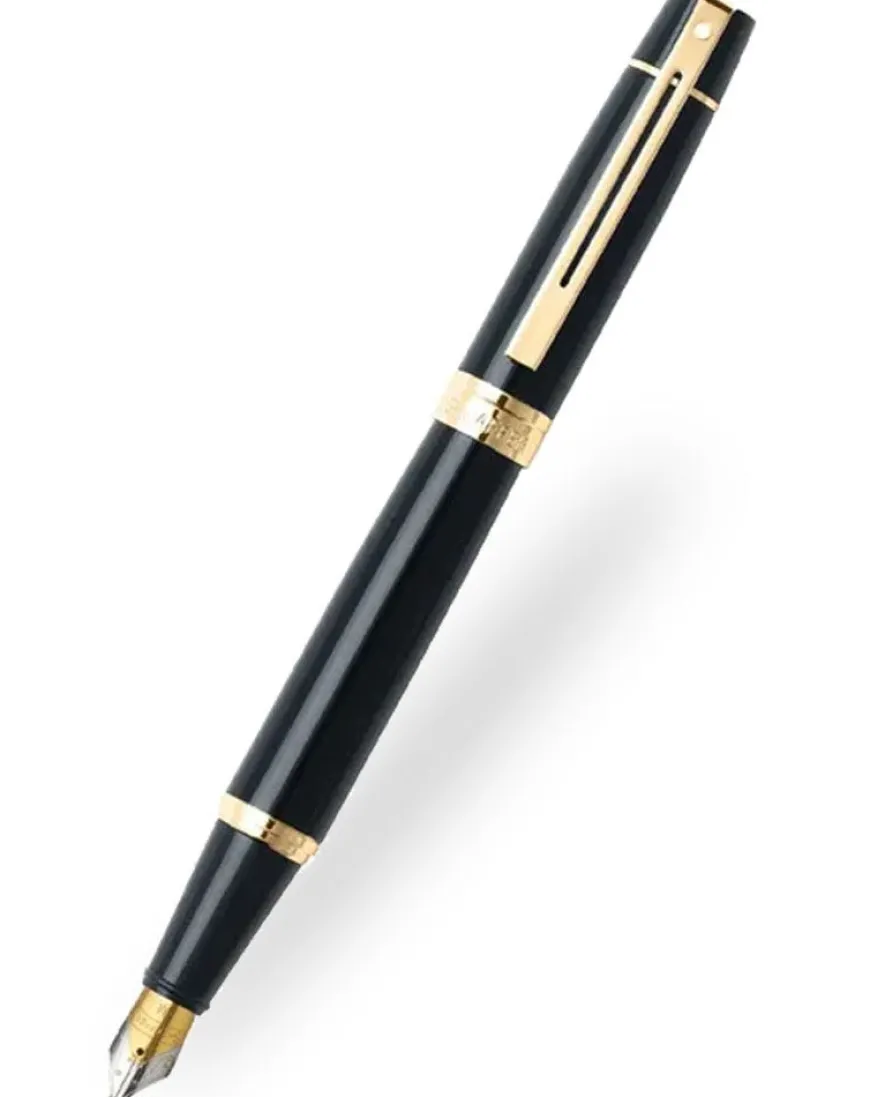 Sheaffer 300 Gloss Black Gold Trim Fountain Pen