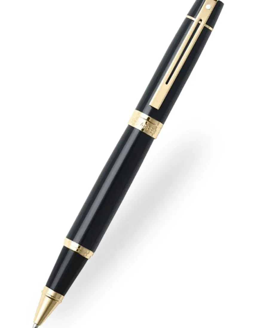 Sheaffer 300 Glossy Black Gold Trim Rollerball Pen