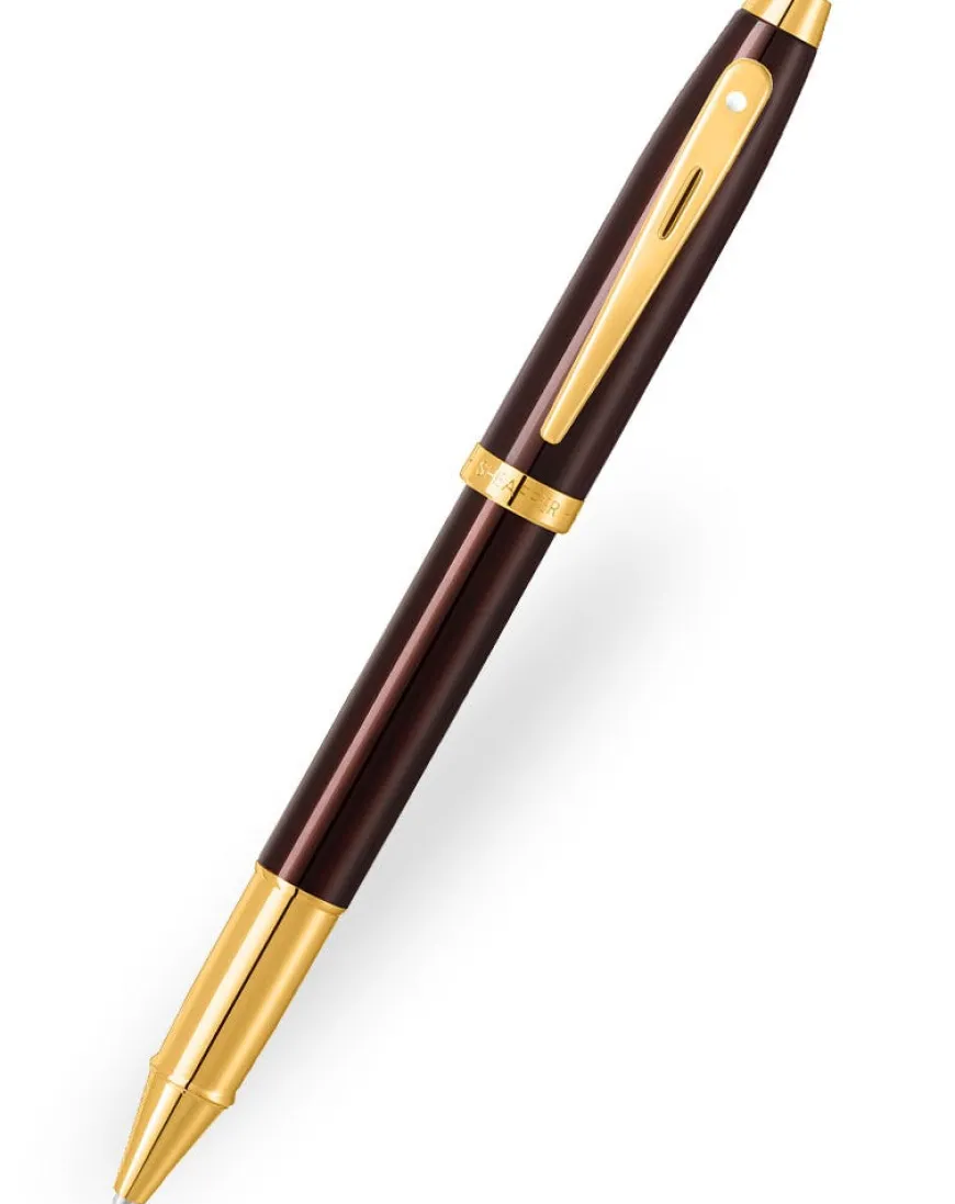 Sheaffer 100 Glossy Coffee Brown Gold Trim Rollerball Pen