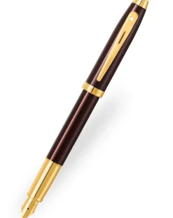Sheaffer 100 Glossy Coffee Brown Gold Trim Fountain Pen