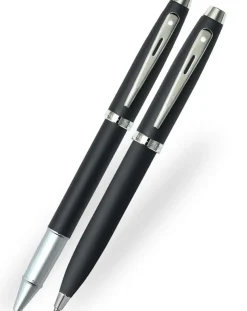 Sheaffer 100 Matte Black Chrome Trim Rollerball & Ballpoint Pen Gift Set