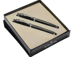 Sheaffer 100 Matte Black Chrome Trim Rollerball & Ballpoint Pen Gift Set